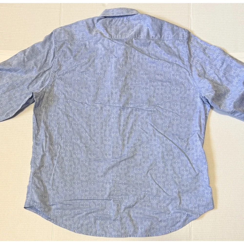 ROBERT GRAHAM - Men's Shirt - Blue Paisley Jacquard Long Sleeve Button - 2XL